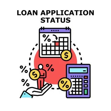 Loan application status checking financing terms Stock Illustration