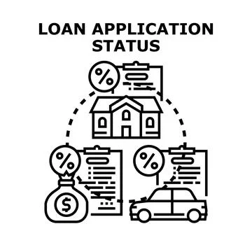 Loan application status checking home car money Stock Illustration
