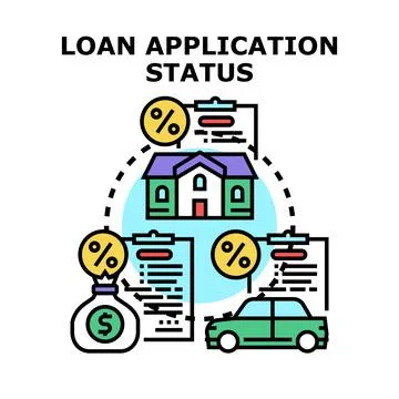 Loan application status checking home car money Stock Illustration