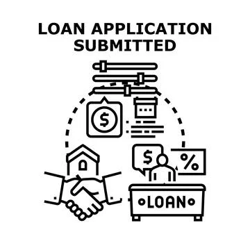 Loan application submitted financial transaction and mortgage agreement Stock Illustration