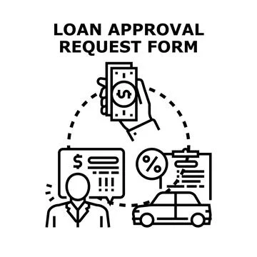 Loan approval request form applying for car credit Stock Illustration
