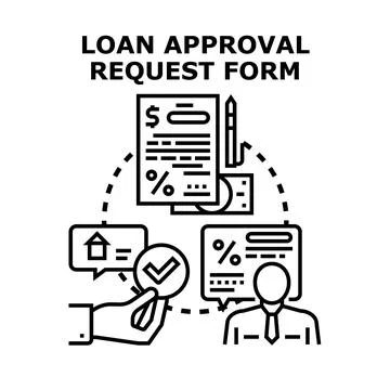 Loan approval request form filling process Stock Illustration