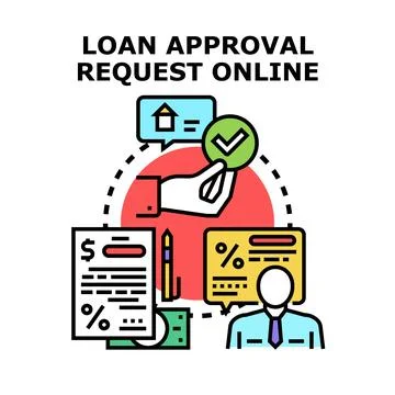 Loan approval request processing online for financial applications Stock Illustration