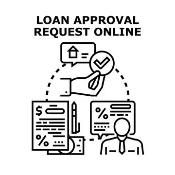 Loan approval request processing online for financial applications Stock Illustration