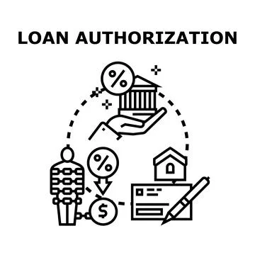 Loan authorization process securing financial agreement form Stock Illustration