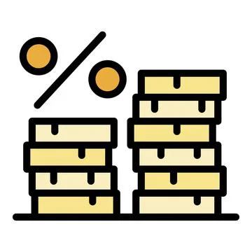 Loan coin stack icon color outline vector Stock Illustration