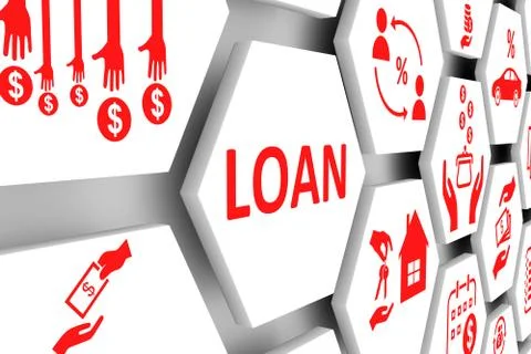 LOAN concept cell background 3d illustration Stock Illustration