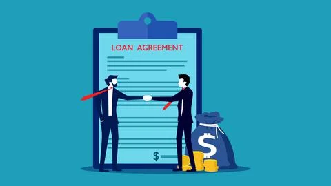 Loan contract or financial support. Businessmen make agreements on loan agree 스톡 일러스트