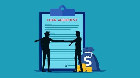 Loan contract or financial support. Businessmen make agreements on loan agree Stock Illustration