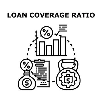 Loan coverage ratio calculating financial security concept 库存插图