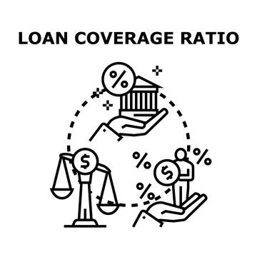 Loan coverage ratio calculating financial risk and security 스톡 일러스트