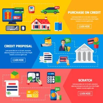 Loan Debt Horizontal Banners Stock Illustration