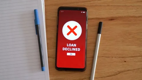 Loan declined notification. Concept of bad credit score and banking problems. Video stock 297471267
