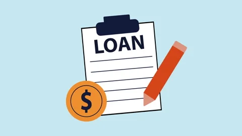 Loan Document Signing with Flat Design Icons 2d Animation with Alpha Matte Video stock 335607861