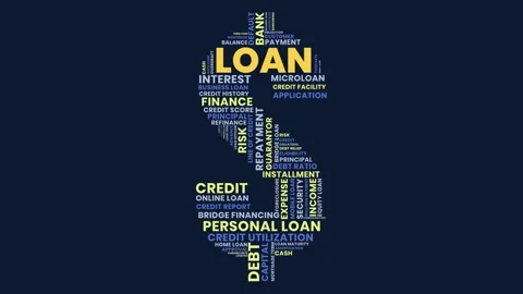 Loan Dollar Sign Word Cloud Animation, Finance Loan Dollar Sign Word Cloud,.. Stock Footage 341272356