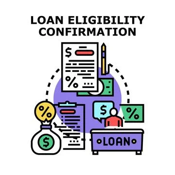 Loan eligibility confirmation process and financial application document Stock Illustration