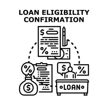 Loan eligibility confirmation process and financial application document Stock Illustration