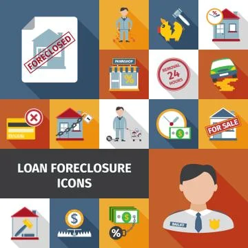 Loan Foreclosure Icons Stock Illustration