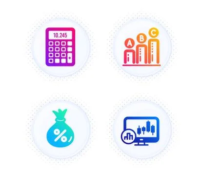 Loan, Graph chart and Calculator icons set. Candlestick chart sign. Vector Illustrazione stock