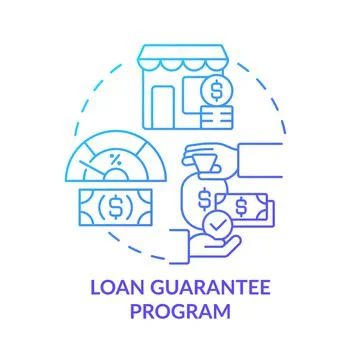 Loan guarantee program blue gradient concept icon Stock Illustration