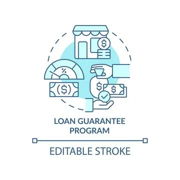 Loan guarantee program turquoise concept icon Illustrazione stock