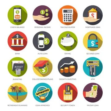 Loan Icons Set Stock Illustration