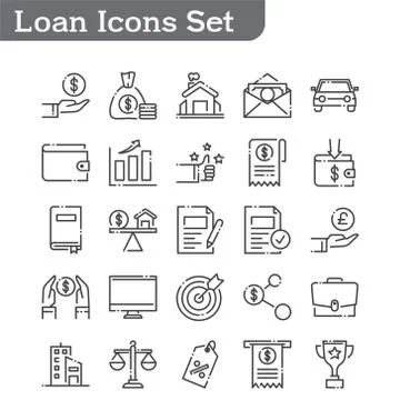 Loan line icons set vector illustration Ilustração Stock