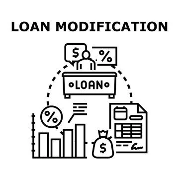 Loan modification process adjusting financial agreement terms Stock Illustration