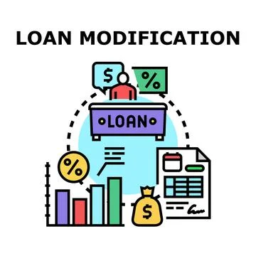 Loan modification process adjusting financial agreement terms Stock Illustration
