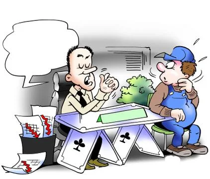 Loan officer with a weak offer Stock Illustration