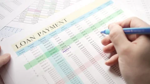 Loan Payment Calculation on a Finance Spreadsheet Stock Footage 255992281