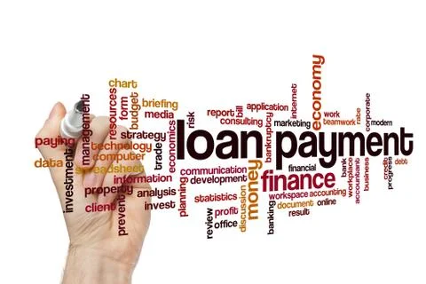Loan payment word cloud concept Stockfoto's
