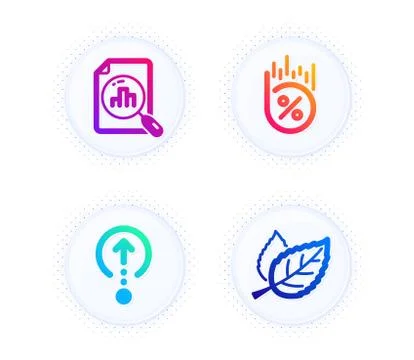 Loan percent, Analytics graph and Swipe up icons set. Leaf sign. Discount, Chart Stock-Illustration