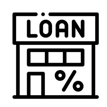 Loan Percent Building Icon Vector Outline Illustration Stock Illustration