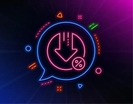 Loan percent decrease line icon. Discount sign. Vector Illustrazione stock