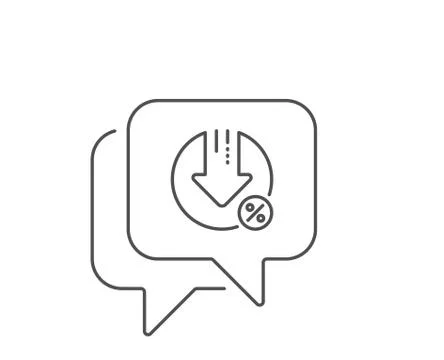 Loan percent decrease line icon. Discount sign. Vector Stock Illustration