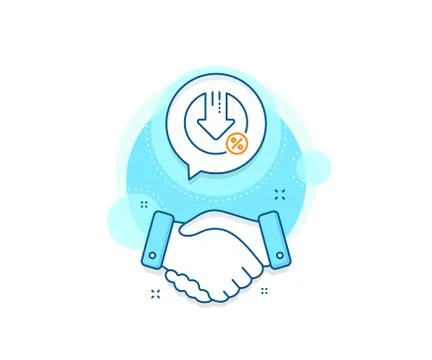 Loan percent decrease line icon. Discount sign. Vector Stock Illustration