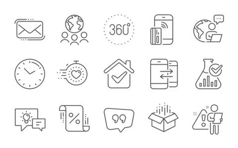 Loan percent, Timer and Open box icons set. Global business, Time and 360 イラスト素材