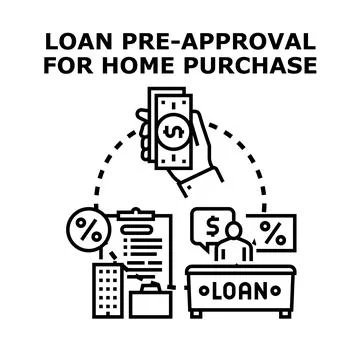 Loan pre approval process for home purchase concept Stock Illustration