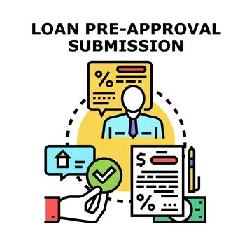 Loan pre approval submission process for mortgage application Stock Illustration