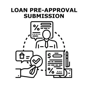 Loan pre approval submission process for mortgage application Stock Illustration
