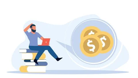 Loan problem man business debt vector financial illustration businessman cr.. Illustrazione stock