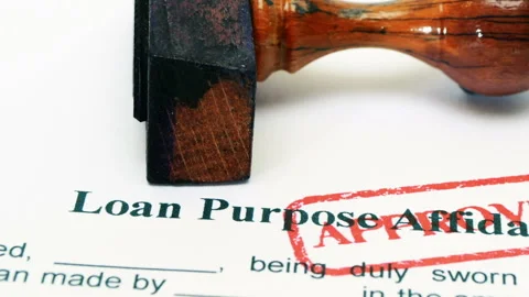 Loan Purpose Affidavit and Approval Document with Gavel Stock Footage 343011810