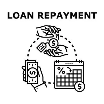 Loan repayment process illustrating debt payment schedule Stock Illustration