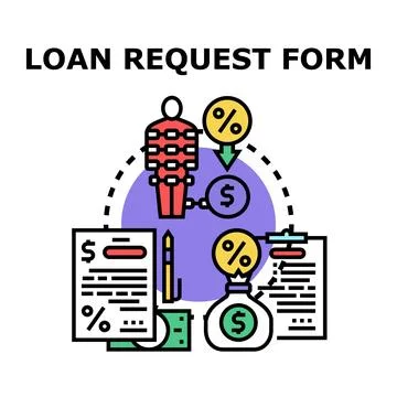 Loan request form application process for credit money Stock Illustration