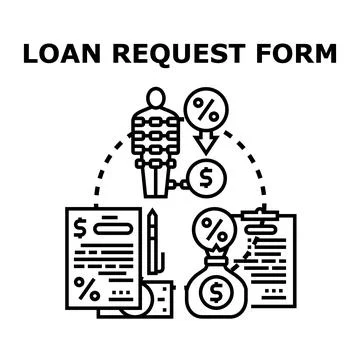 Loan request form application process for credit money Stock Illustration
