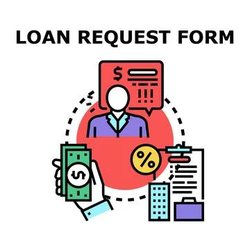 Loan request form filling debt application process Stock Illustration