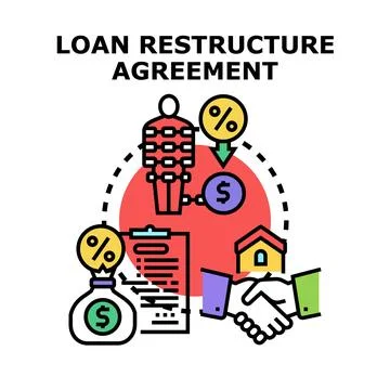 Loan restructure agreement concept for financial crisis Stock Illustration