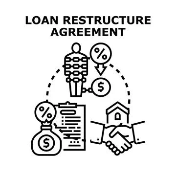 Loan restructure agreement concept for financial crisis Stock Illustration