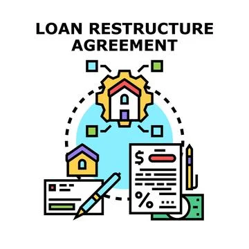 Loan restructure agreement concept illustration for finance Stock Illustration